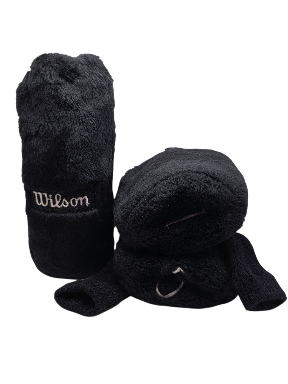 Vintage Wilson X Wood Golf Club Head Cover + 2 Unbranded Fuzzy Sock Headcover